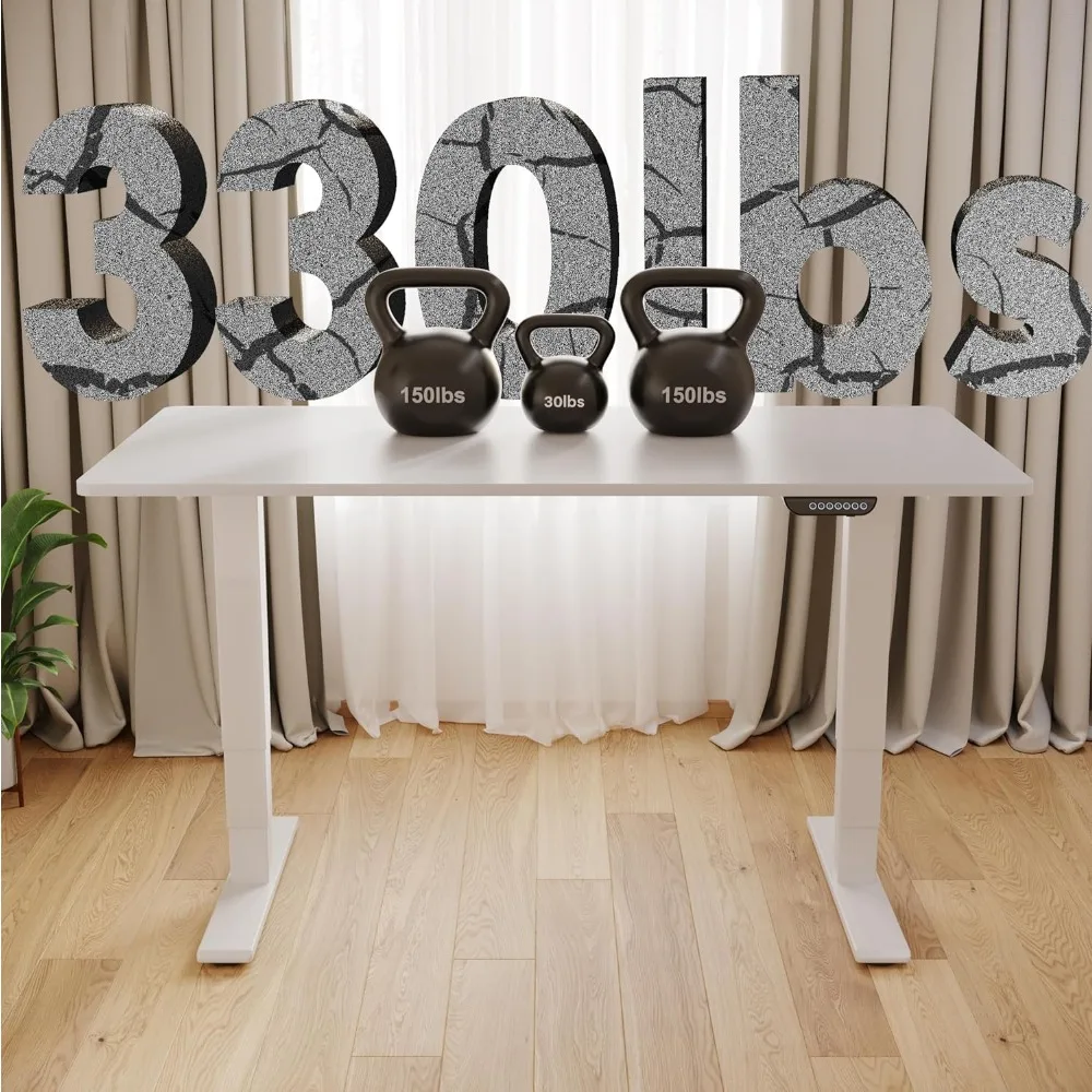 Electric Height Adjustable Desk 55x28 Inch Dual Motor 3-Stage Standing Desk 150KG Load Capacity Stand Up Desk Option