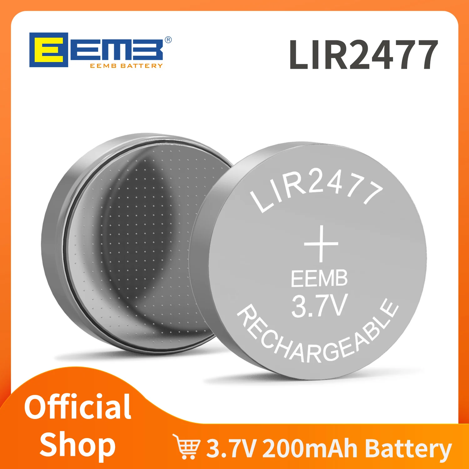 EEMB LIR2477 3,7V 200mAh Wiederaufladbare Lithium-Knopfzellenbatterie 4/10 Stück 500 Zyklen für Bluetooth-Headset Hörgerät DIY