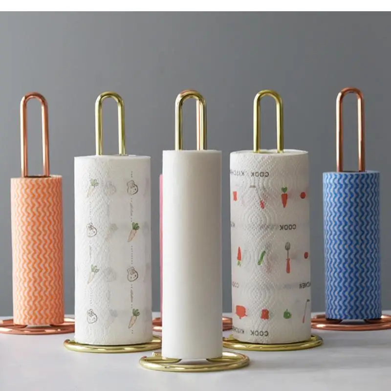 

Paper Towel Rack Nordic Gold Shelf Wrought Iron Dining Table Kitchen Cling Film Storage Roll Holder Desktop