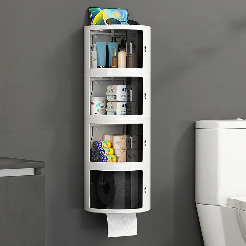 Wall Mount Toilet Paper Holder Shelf Bathroom Waterproof Toilet Paper Tray Roll Paper Tube Storage rack Creative Tray Tissue Box