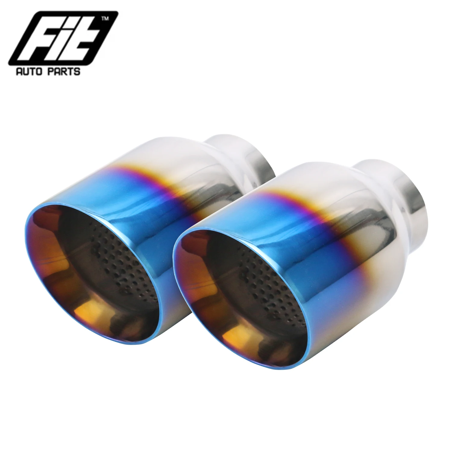 

2PCS Stainless Steel 2'' 2.5'' Intet Exhaust throat Universal Slant Outlet Muffler Tailpipe for Car Modification