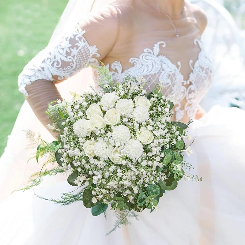 5/10/20 Stücke Künstliche Eukalyptusblatt Stiele Grünpflanzen Für Wohnzimmer Zuhause Raumdekoration Braut Hochzeit Dekor Blumensträuße – Detail 7