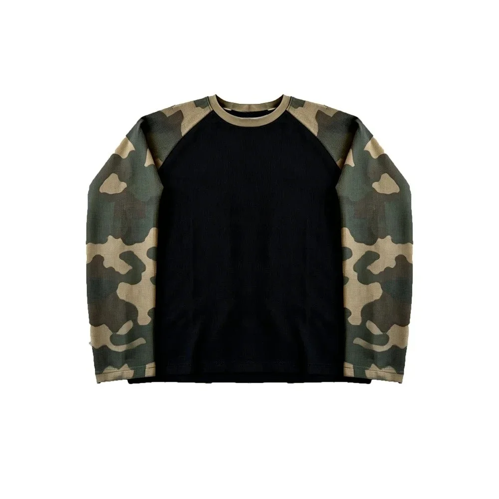 Herren-T-Shirt mit Rundhalsausschnitt und langen Ärmeln, 3D-Druck, Tarnmuster, atmungsaktiv, schnelltrocknend, modisches, vielseitiges Oberteil, Y2k-T-Shirt – Detail 5