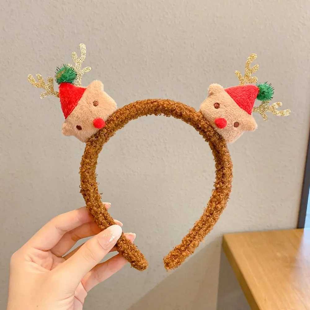 

Portable Cute Christmas Hair Hoop Simple Fashion Festival Hair Accessories Sweet Santa Claus Plush Hairpin Girl