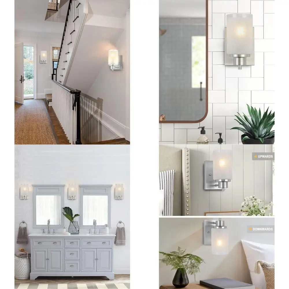 

Modern Wall Sconce Lighting with White Frosted Glass Shades, Brushed Nickel Finish for Bathroom, Kitchen, Entryway, and Bedside