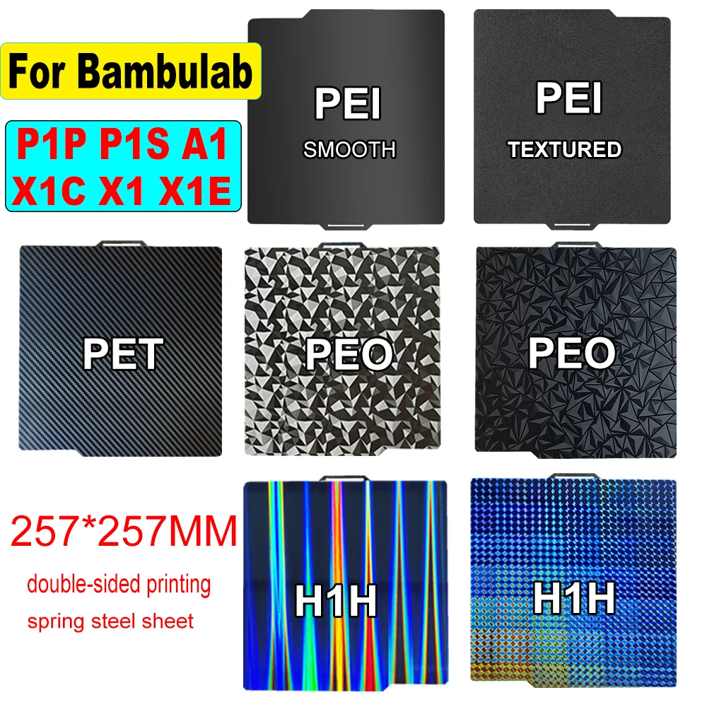 

For Bambu Lab Build Plate P1S carbon A1 X1C Smooth Magnetic Spring Steel Sheet PEI PEO Heatbed for Bambulab X1 P1P A1 3D Printer