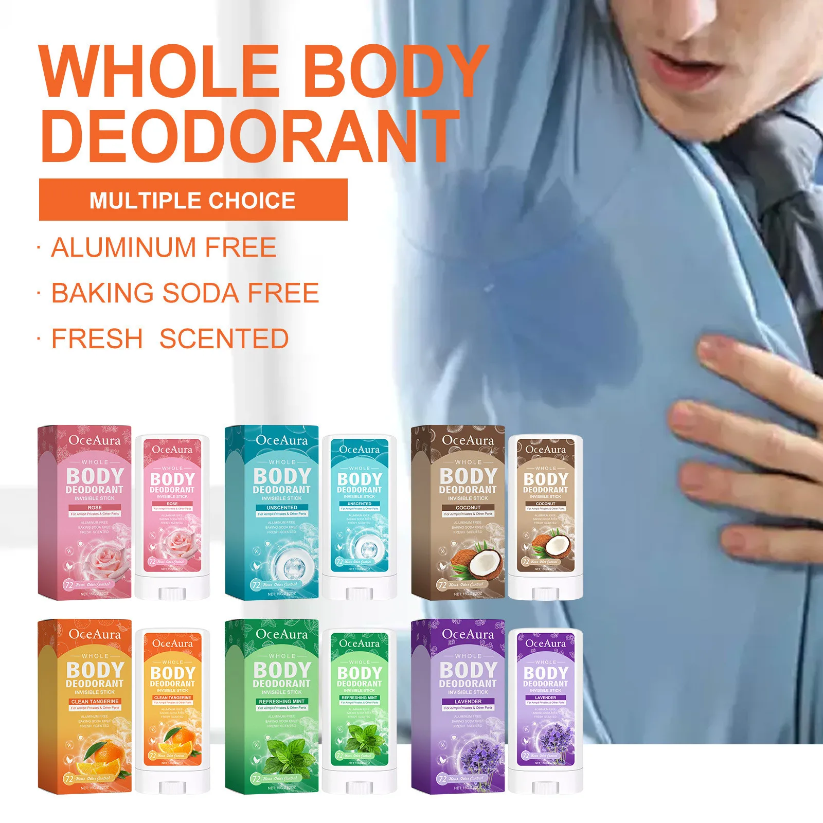 2024 Women\'s Full Body Deodorant Stick Lavender Scent Aluminum-free Deodorant Stick Long Lasting Effect Aloe Barbadensis