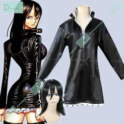 XXS-XXXL Anime Nico Robin Black Uniform Female Cosplay Costume Women Sexy Dresses For Halloween Clothing Leather Jacket Outwear