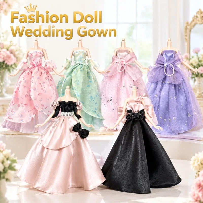 30cm 11.5 Inch Supermodel Doll Bridal Gown Large Flared Skirt Formal Robe Compatible with FR Figure Dress Up Outfit Pretend