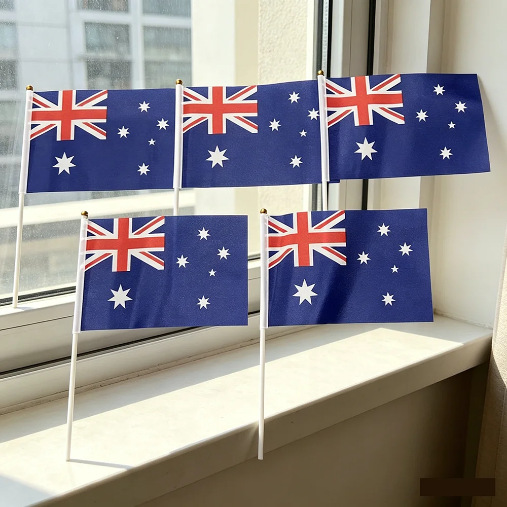 Australia Flag 14x21cm Polyester Australia Hand Waving Flag for Activity/Parade/Sports/Home Decoration