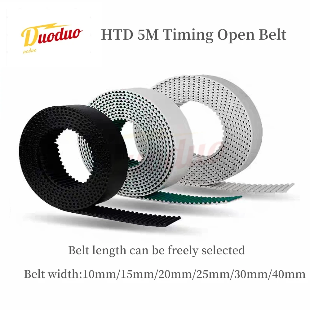 HTD 5M PU Open Belt Width: 10mm /15mm/20mm/25mm/30mm/40mmTiming Polyurethane Transmission Belt For 3DPrinters Etc High Quality