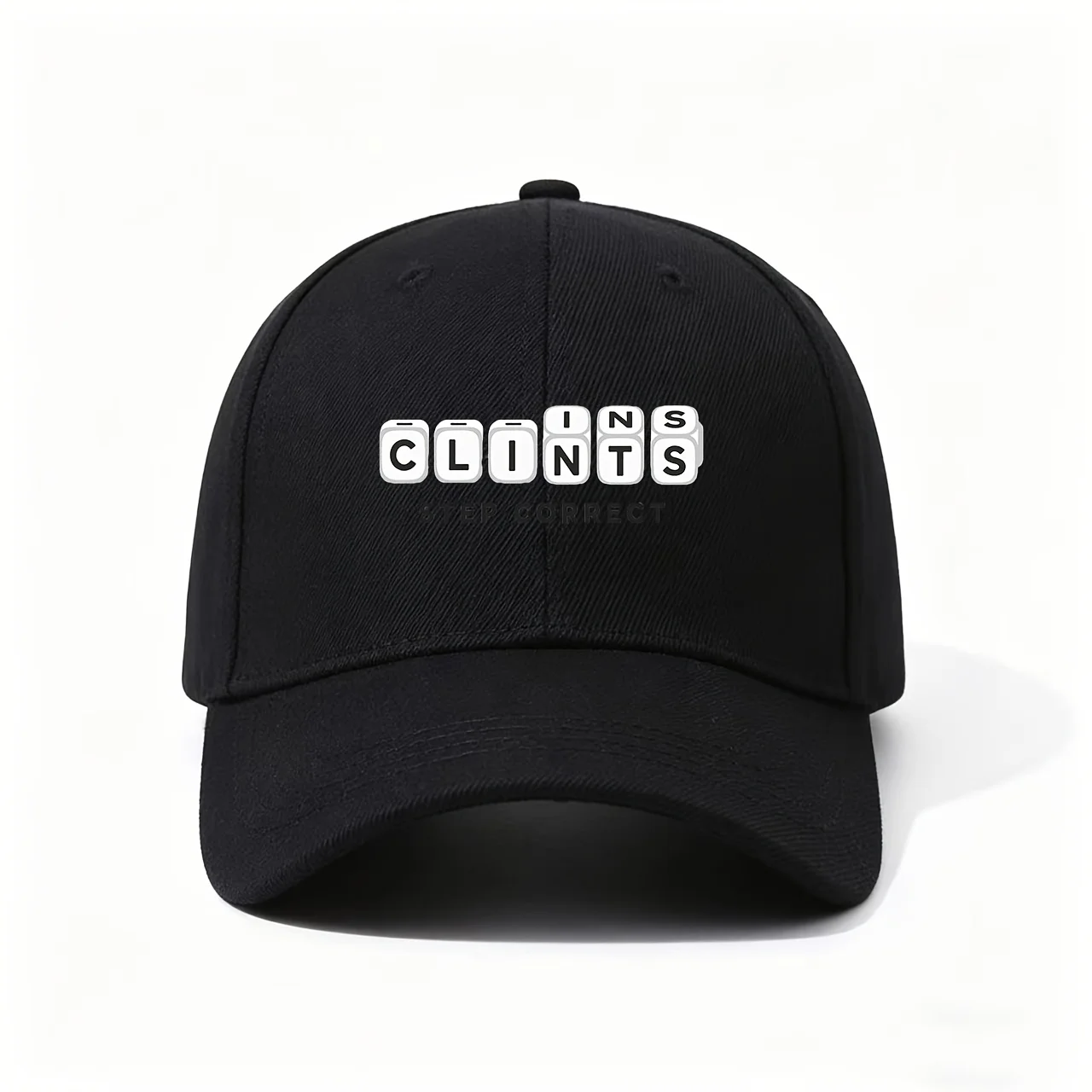 Baseball Cap, Made of Premium Material with Adjustable Strap, Features a CLINTS STEP CORRECT Typewriter-Style Print, Adds a Retr