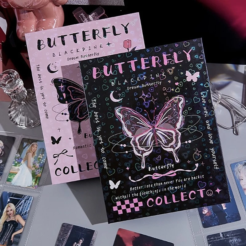 A5 Kawaii dazzling fancy Butterfly Kpop Binder Photocards Holde Idol Card Photo Storage album Collect Book 3inch with Sleeves