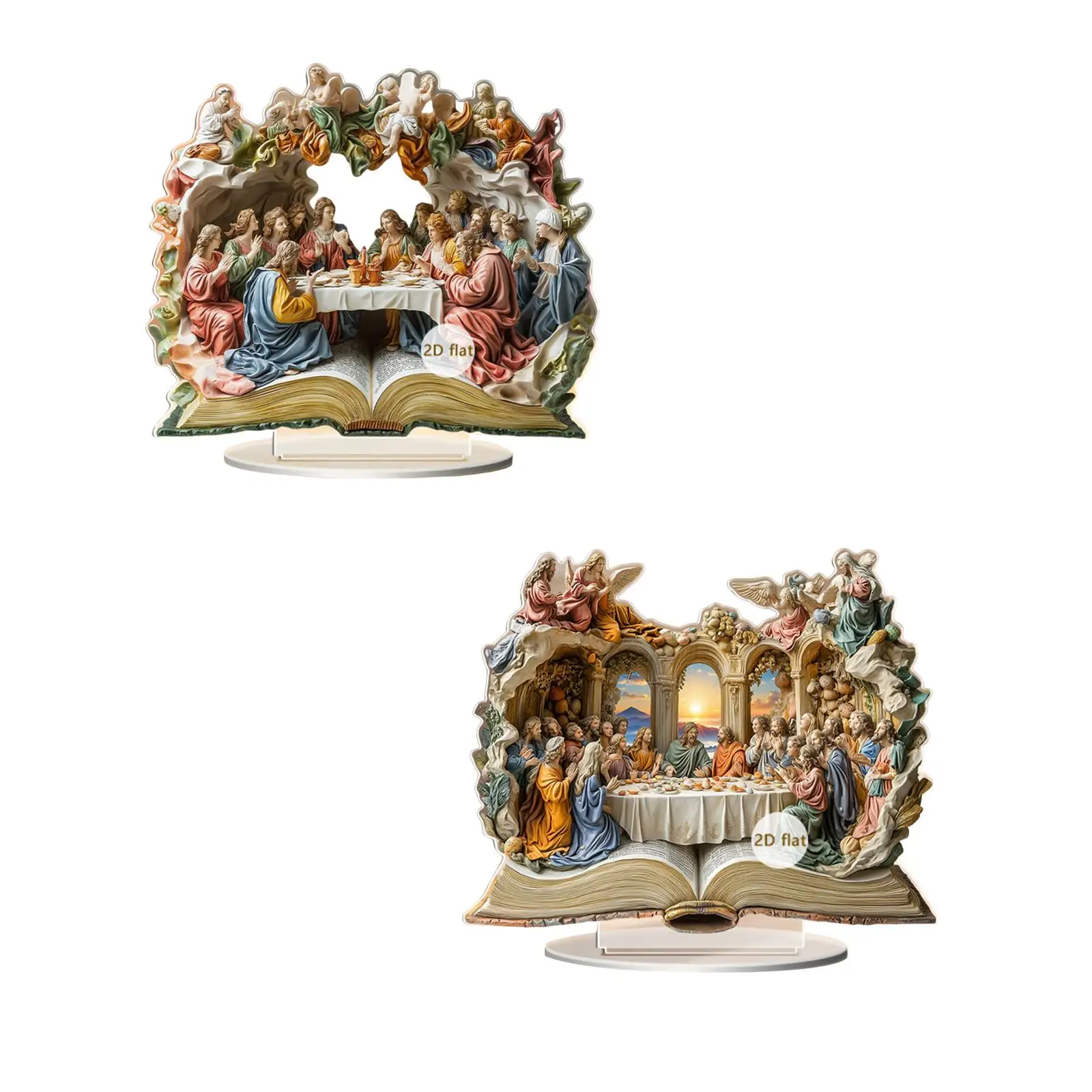 2D Acrylic Sign Accessories Supplies with Base Stand The Last Supper Ornament Xmas Gift for Holiday Cabinet Indoor Mantel Shelf
