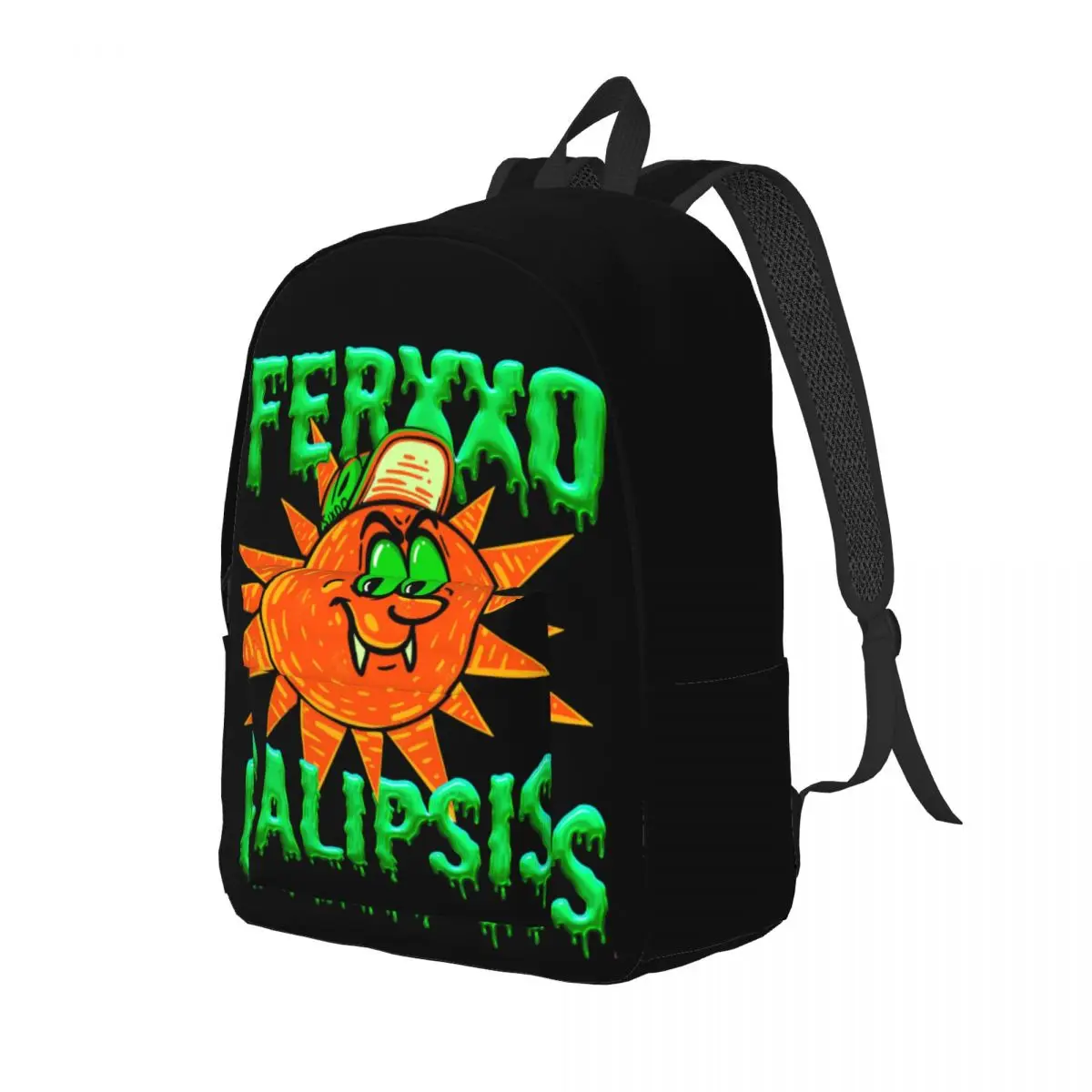 Mochila de turismo de lona ao ar livre para homens e mulheres, mochila casual, ensino médio, trabalho, rapper, hip hop, laptop, bolsa, Ferxxocalypse, 2024