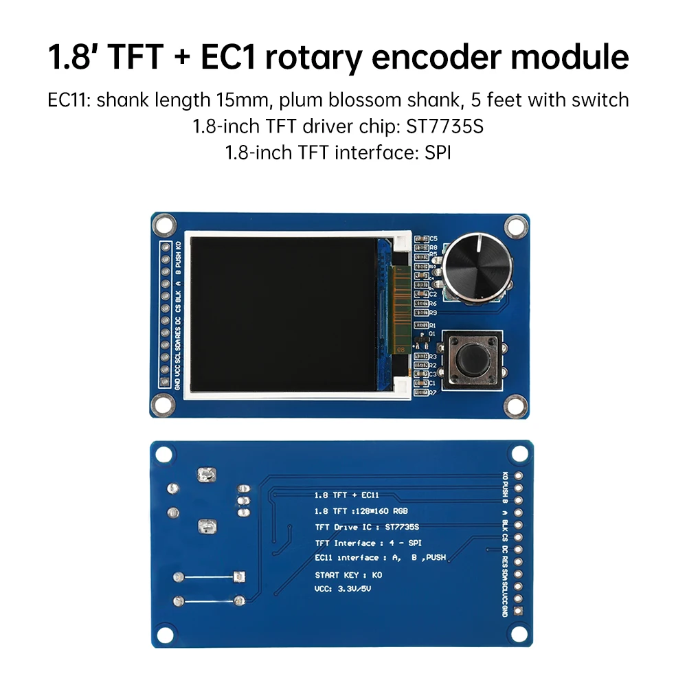 Youmile EC11 Drehgeber + 1,8 Zoll TFT Modul – ST7735S, SPI, 128x160, Inkl. Kabel