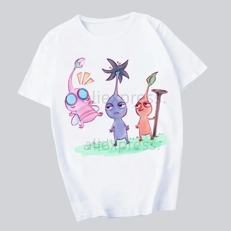 Pikmin imprimé t-shirt hommes rétro lavé hauts T-shirts Harajuku t-shirt Streetwear Hip Hop hommes T-shirts