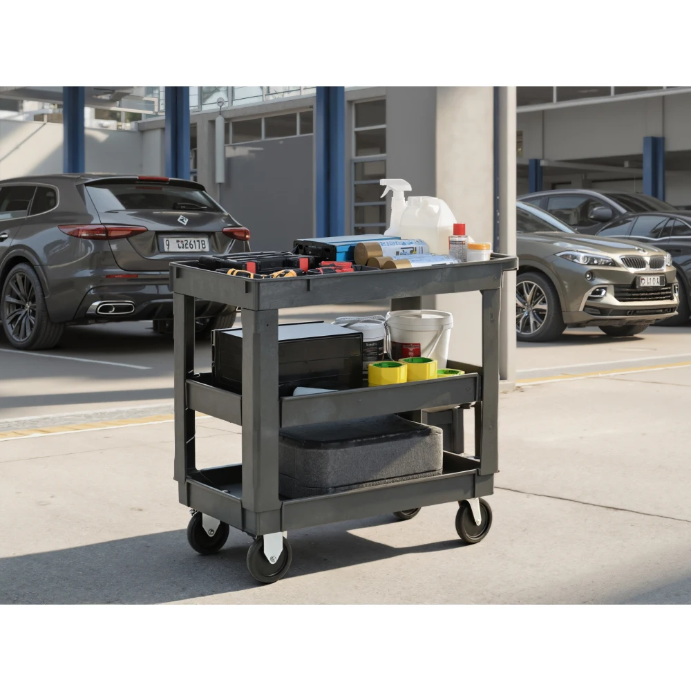 

3-Layer Rolling Utility Cart, 600lbs, Durable for Garage, Office, Kitchen & Indoor/Outdoor Use