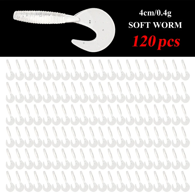 120 Stücke Neue Weiche Köder 4cm 0,4g Angelköder Kunststoff Silikon Wurm Moggot Grub Köder Salzwasser Wobbler Karpfen Swimbait für Hecht Werkzeug