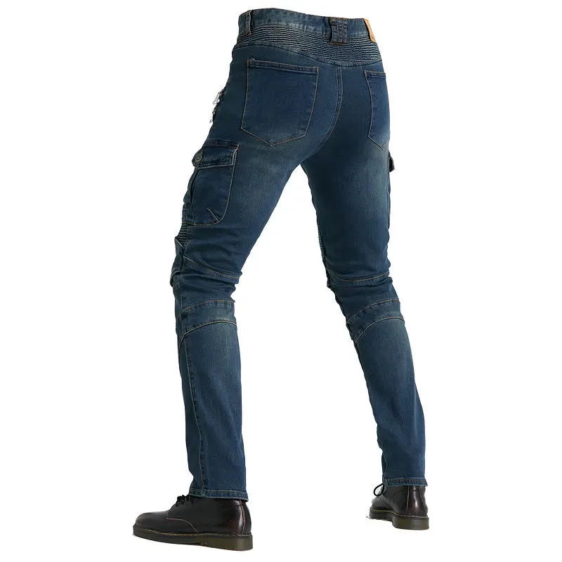 

New Double Zipper Metal Style Motorcycle Pants Men For Woman Outdoor Riding Jeans With Protective Gear Motocross Moto Trousers
