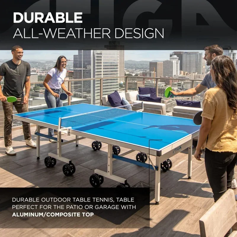 professional outdoor table tennis tables-all weather aluminum waterproof outdoor or indoor design with net & Post - 10 min