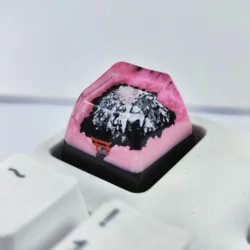 Japanese Anime Mount Fuji with Torii Sakura Snow Mountain Handmade Replace RGB Keycaps Resin For Mechanical Backlit Keyboard Cap