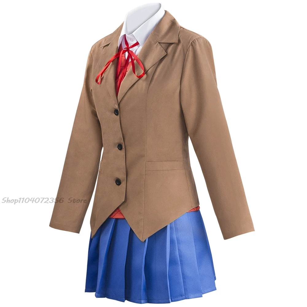 Anime Doki Doki Literature Club Monika Cosplay Costumes Sayori Yuri Natsuki Halloween Costumes for Women Dress Vestido Clothing