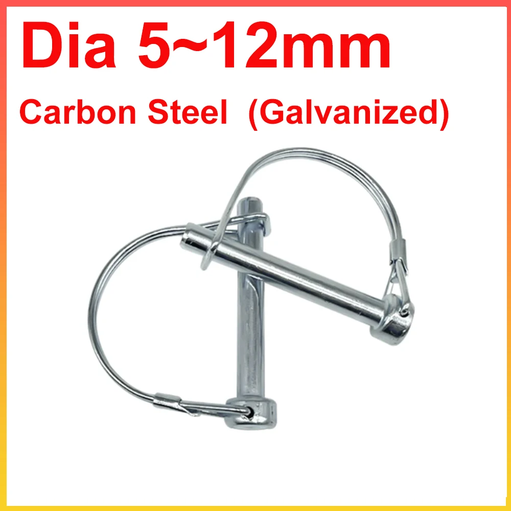 Carbon Steel Lock Pin D‑Type Trailer Coupler Dia 5~12mm Heavy Duty Spring Locking Cylinder Shaft Pins Quick Release Ring