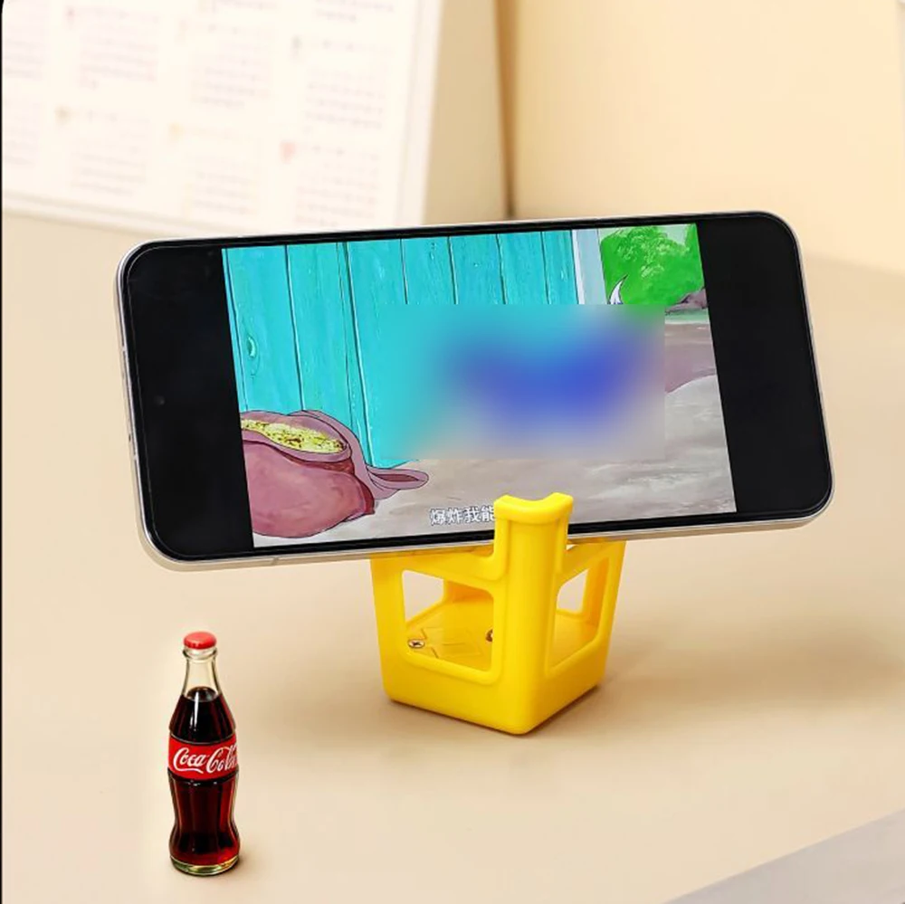 Mini LED Night Light Plastic Stool Ornaments with Mobile Phone Holder Cute Decoration Gift for Children Creative Stool
