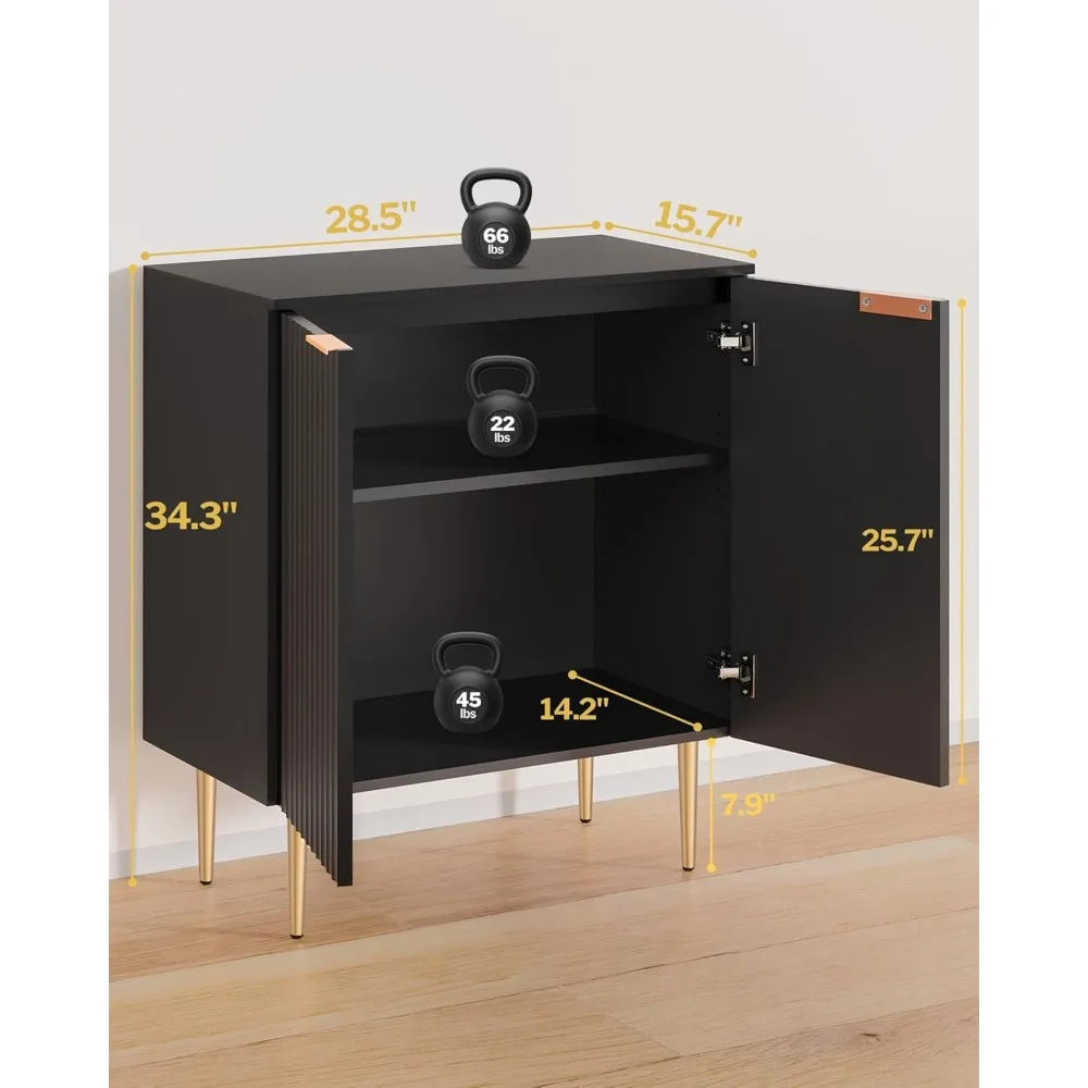 Dressoir Buffetkast Set Van 2, Moderne Credenza Buffettafel Accentkast Met Deuren Verstelbare Plank