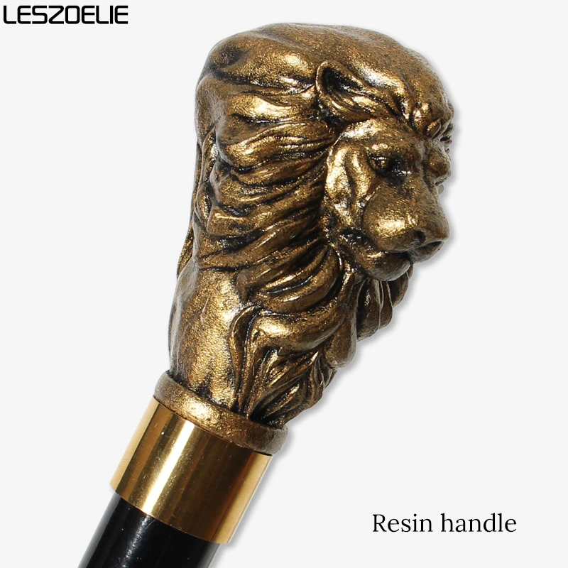 Black Gold Lion Head Handle Detachable Beech Wood Walking Cane Elegant Vintage Walking Stick Men Women Cosplay Decorative Use