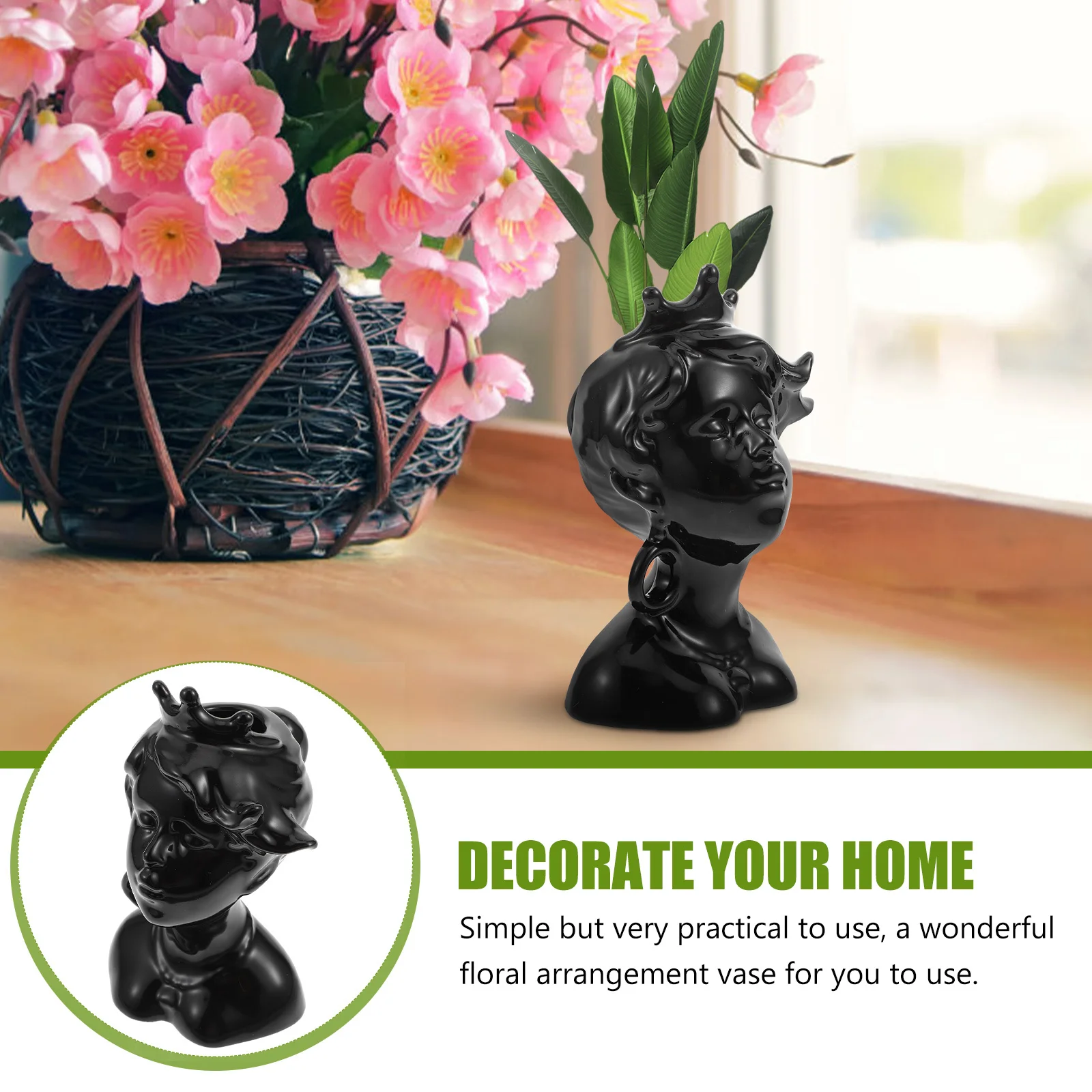 

Decorative Ceramic Vase Creative Face Shaped Flower Holder Handmade Flowers Arrangement