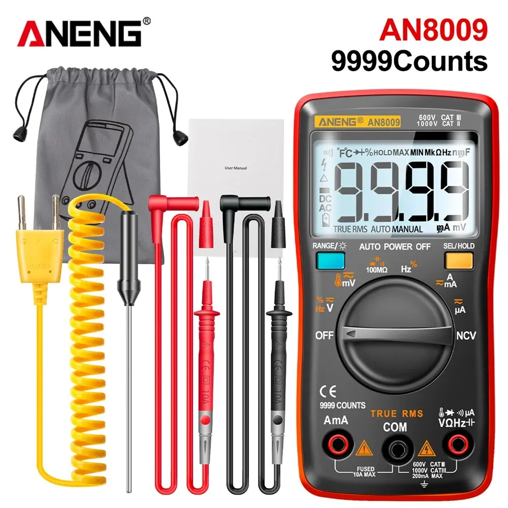 ANENG AN8009 Digital Multimeter Transistor Tester Capacitor True RMS Automotive Electrical Capacitance Meter Temp Diode