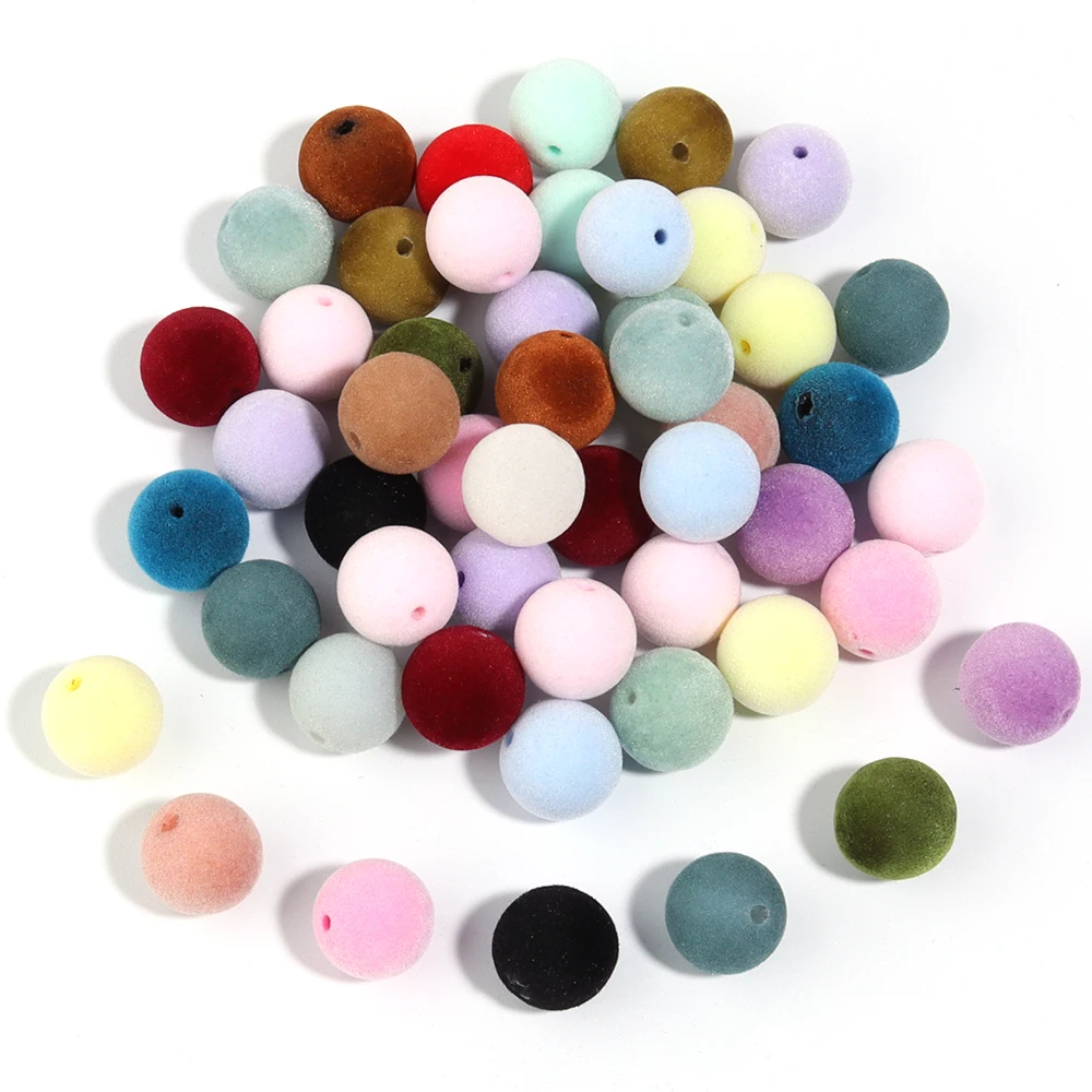 10pcs/lot Hole Size 2.7mm Acrylic Autumn And Winter Flocking Mixed Color Wool Balls DIY Craft Knitting Wool Tool Kit Accessories