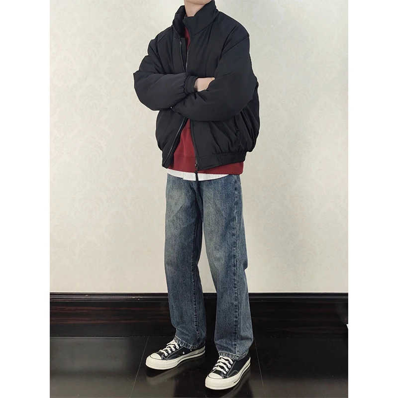 

Cleanfit Vintage Blue Men's Jeans High Waist Straight Leg Wide Leg Cool American High Street Spring Autumn Faionable Pants