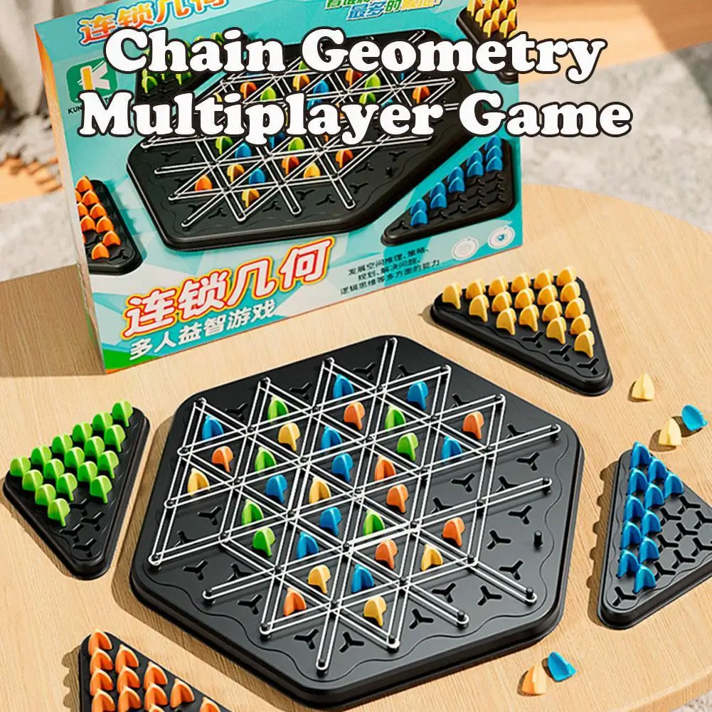 Chain Chess Rubber Band Geometry Puzzle Triangle Chess Desktop Game Family Interaction Exercise Kids Logic Puzzle Board Game Toy