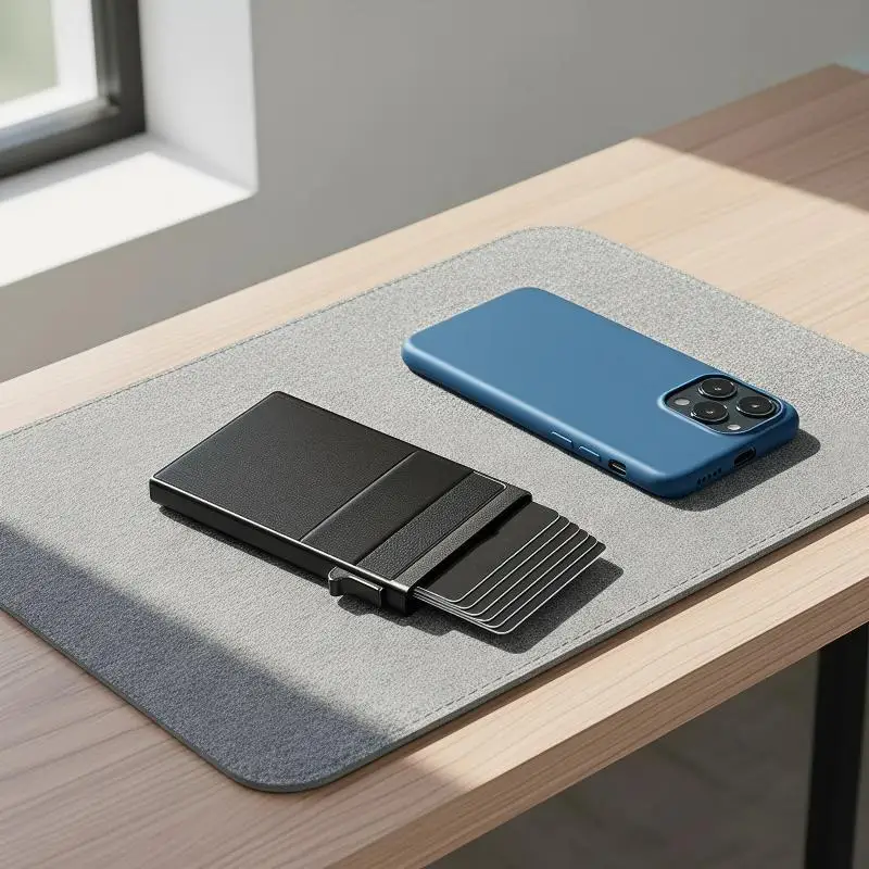 Simple Wallet Card Cover Aluminum Alloy Side Card Push Bag Automatic Large-Capacity Anti-Theft Brush Metal Box Wallet Card Clip