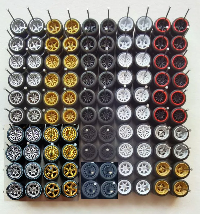 Promotion 50sets（for50 cars）11mm Size 1/64 Hotwheels Alloy Car Wheels with Rubber Tires for 1:64 Matchbox/HW/ Mini Model Cars