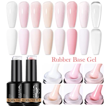 BORN PRETTY Milky Pink Rubber Base Gel Nail Polish Glitter 15ml Semi-Permanent Varnish…