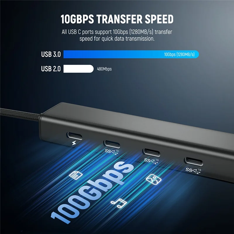 ABJF-USB C Hub Dock With Cold Shoe Adapter 4 In 1 Multiport Adapter Dongle For Mobile Phone Android PC Laptop