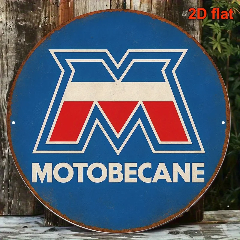 Panneau métallique plat 2D pour moto Motobecane Vintage, 1 pièce, décor de Garage rétro avec rouge, bleu, blanc, noir, Al italien robuste