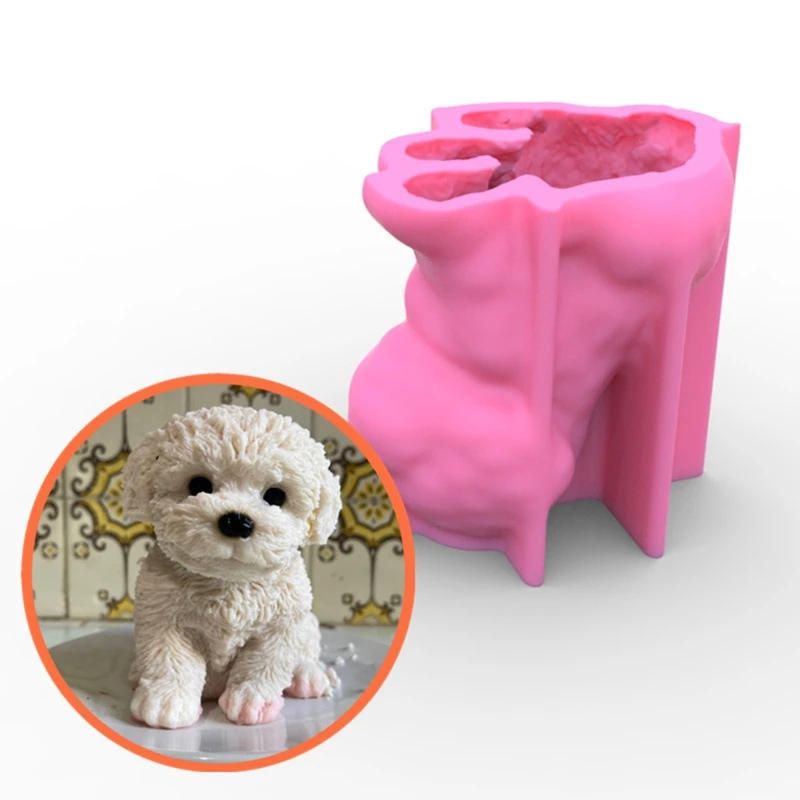 3D Large Dog Candle Silicone Mold for Handmade Desktop Decor Gypsum Epoxy Resin Aroma Candle Mould for Home Decoration