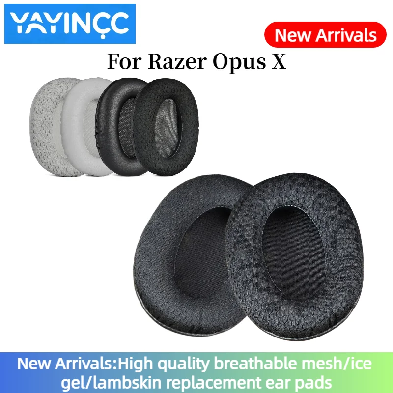

YAYINCC Soft memory foam Protein Leather /Mesh Ear Pads Compatible For Razer Opus X Headset Earmuffs Repairing Parts