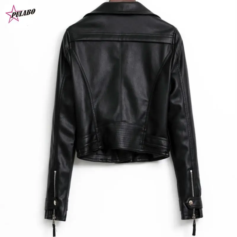 PULABO-Vestes en similicuir de moto pour femmes, Streetwear de motard, Manches longues, Lisse, Noir, Manteau rose, Automne, Hiver, Y2K