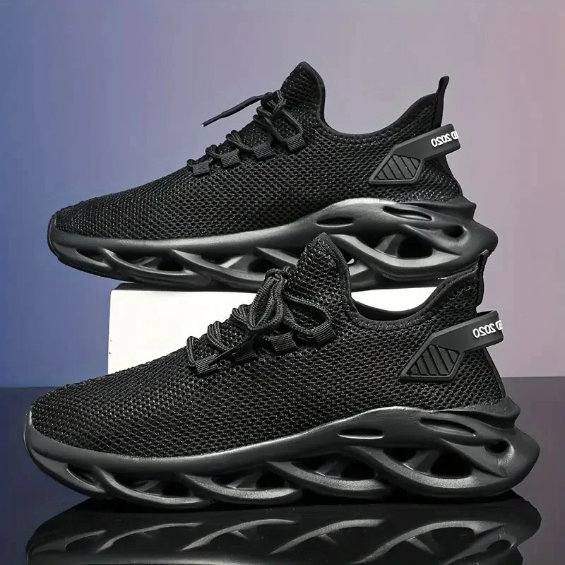 

Men Sports Running Black Jogging Shoes Casual Sneakers Outdoor Breathable Mesh For Women Light Shock-absorption Black Tennis
