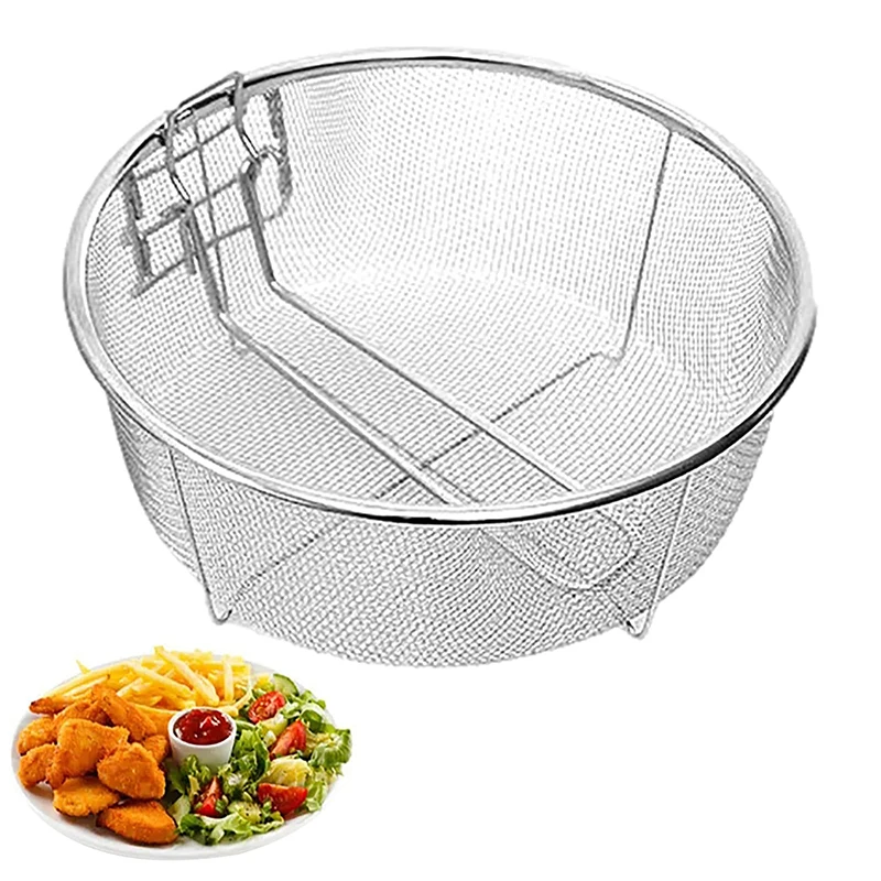 French Fries Basket Stainless Steel Fry Baskets With Handle Deep Fryer Strainer Blanching Basket Deep Fryer Skimmer For Kitchen