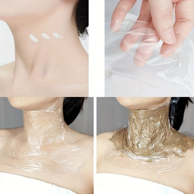 100 قطعة من قناع الرقبة، سبا للعناية بنفسك - تقليل تجاعيد الرقبة، أداة ترطيب لف البلاستيك بقفل الماء للرقبة للاستعمال مرة واحدة #1