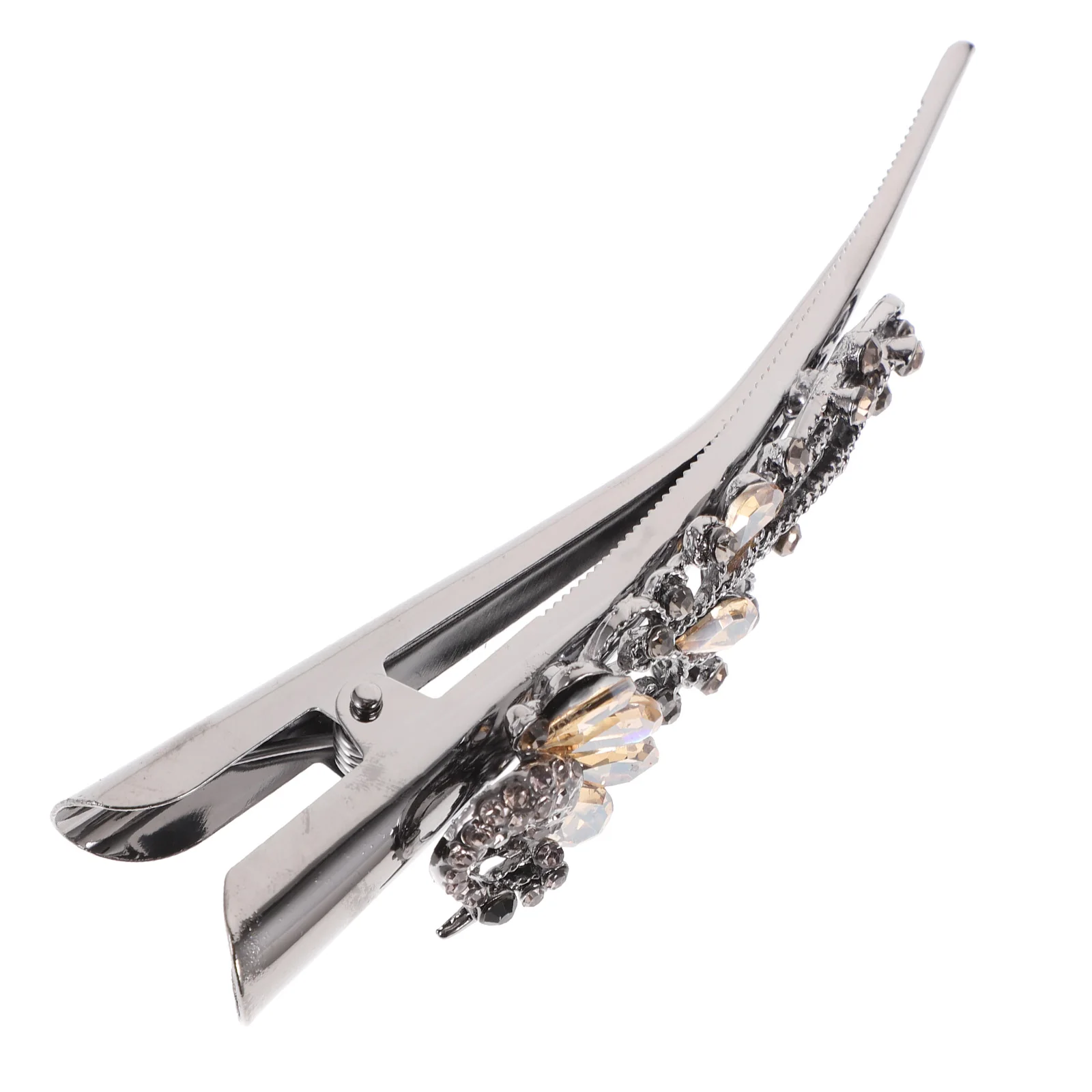 

1Pcs Vintage Rhinestone Inlaid Hair Clip Large Alloy Duckbill Clip Elegant Headdress Hair Accessories for Festival
