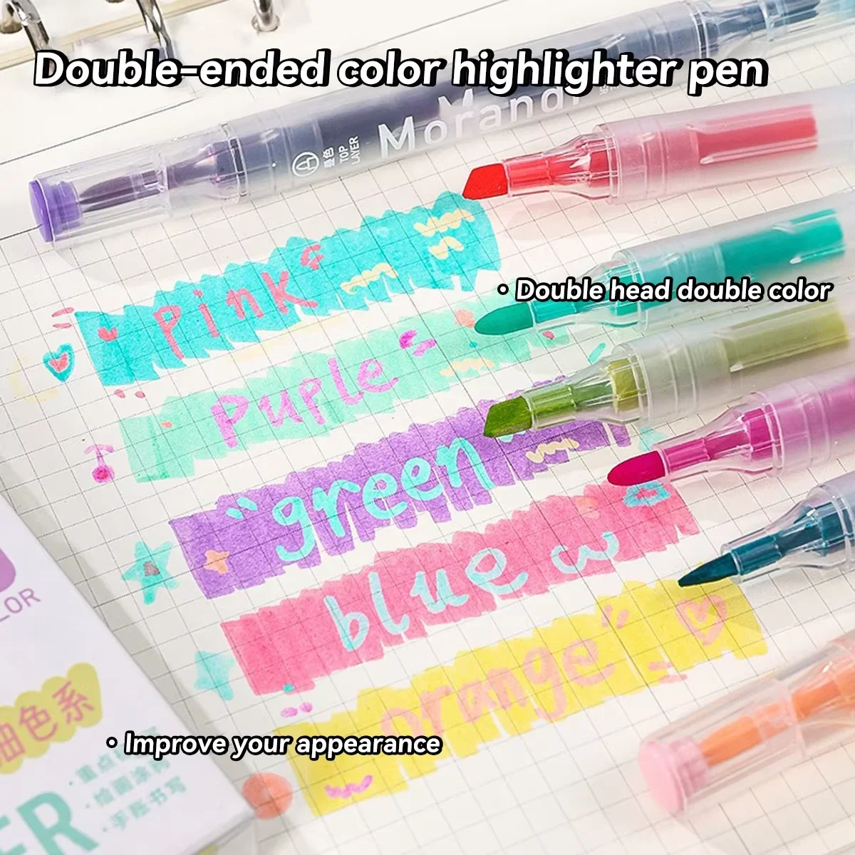 5pcs Set Double Ended Color Change Highlighter Pen Set for Student Art Markers DIY Journaling Study Stationery Back To School