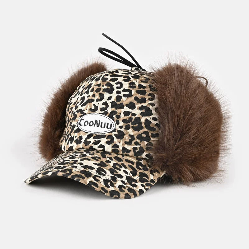 

Women's Winter Fluffy Faux Fur Baseball Cap Y2k Leopard Print Outdoor Warmth Cold Protection Warm Head Hat
